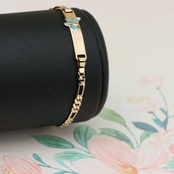 "Elegant Rose Gold Bracelet with Blue Butterfly Charm, XPBL0828 - Picture 10 of 13